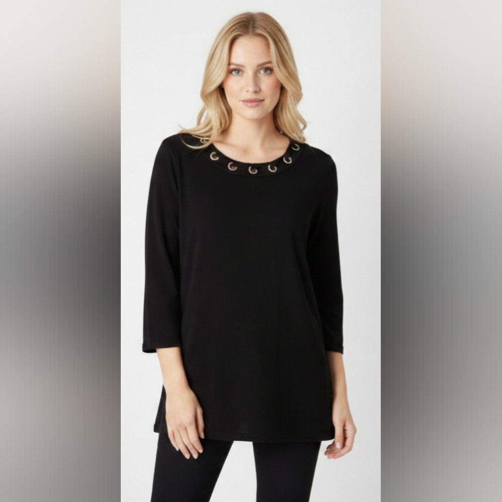 Cable & Gauge Black Sweater Top with Grommet Detail Size M
